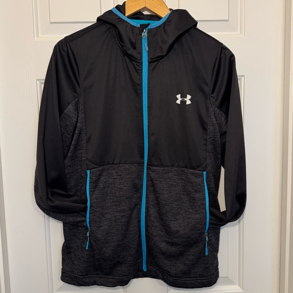 Under Armour Soft Shell Compression Jacket Adult Size Medium Black/Turquoise